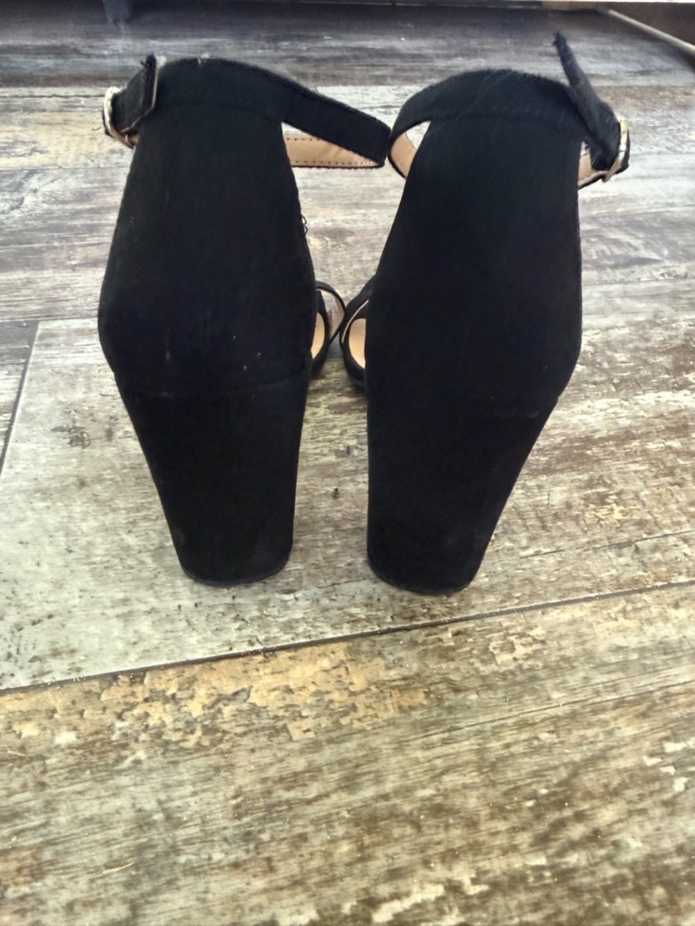 2 for $20 sale: A new day black faux suede strappy block heel sandals - 6 - Picture 5 of 7